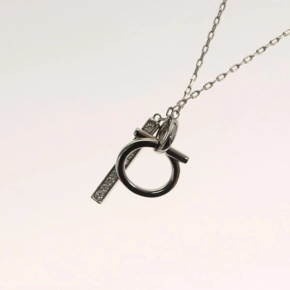 Salvatore Ferragamo Gancini Necklace metal Silver Auth - Picture 11 of 16
